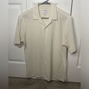 Zara Men's Beige Pinstripe Shirt